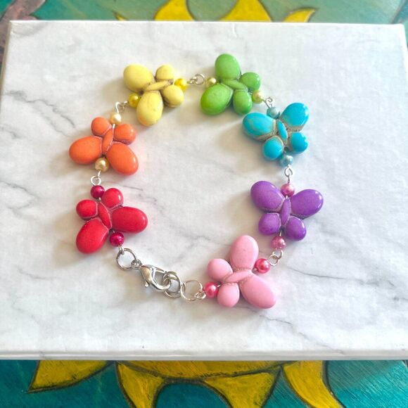 Rainbow Butterfly Charm Bracelet - Picture 5 of 7